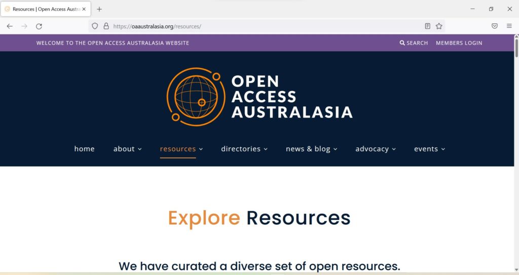 Open Access Australasia diverse set of open resources